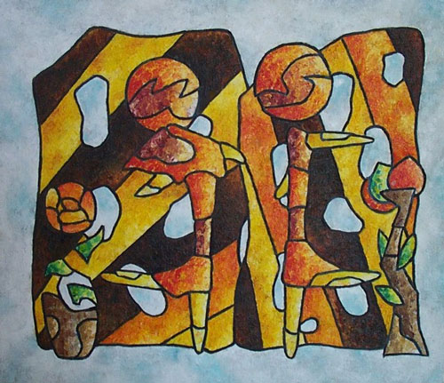 contemporary painting 
	Dancers on VJs Return from Mountain