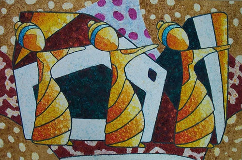 Unique abstract contemporary art - Three Dancers