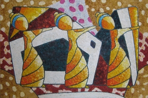 mixed media painting - Three Dancers
