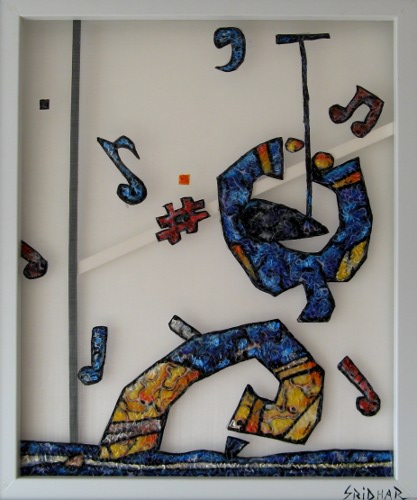 Unique abstract contemporary art - Musician, symbols