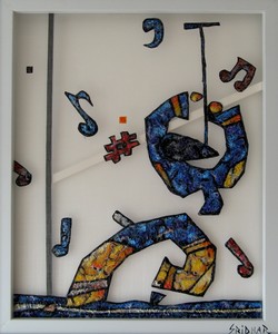 mixed media painting - Musician, symbols