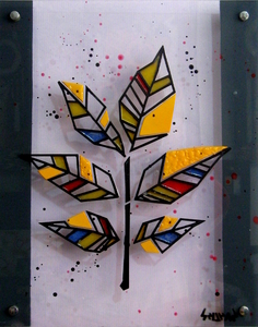 mixed media painting - Six Leaves