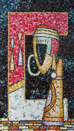 Unique abstract contemporary art - Woman and Customers